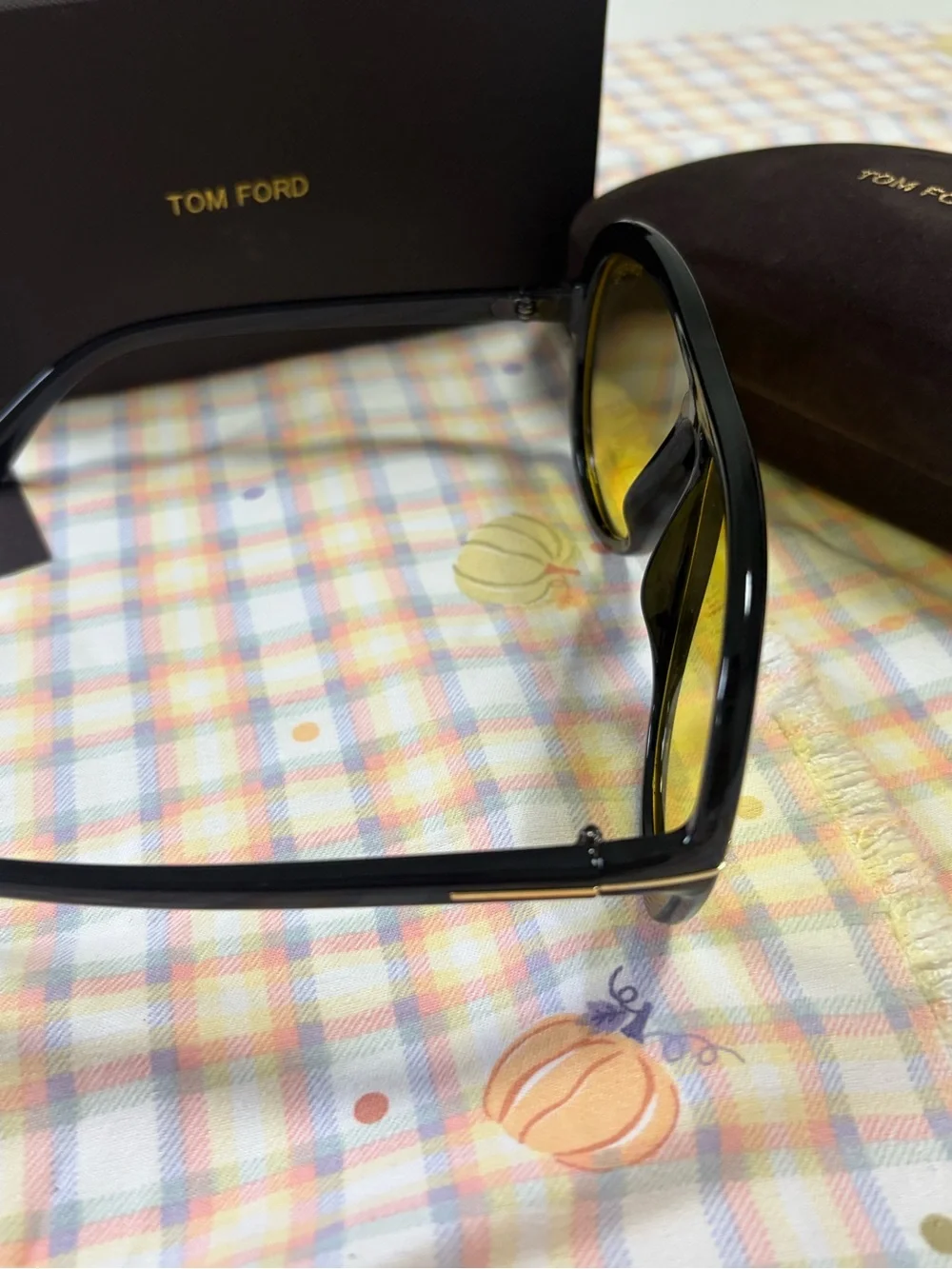 Tom Ford Women's Black Frame Sunglasses with Yellow Lenses - Designer Optics